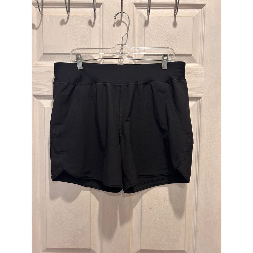 Lands End Womens Black Active Board Shorts Pockets Size‎ 12 Athletic Swim Gym